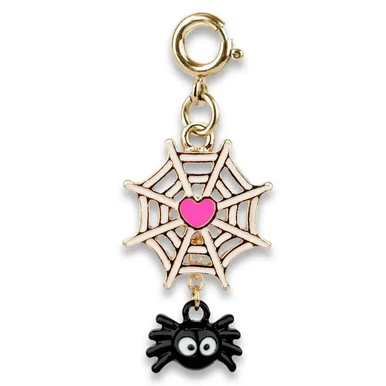 Gold Swivel Spider Web Charm